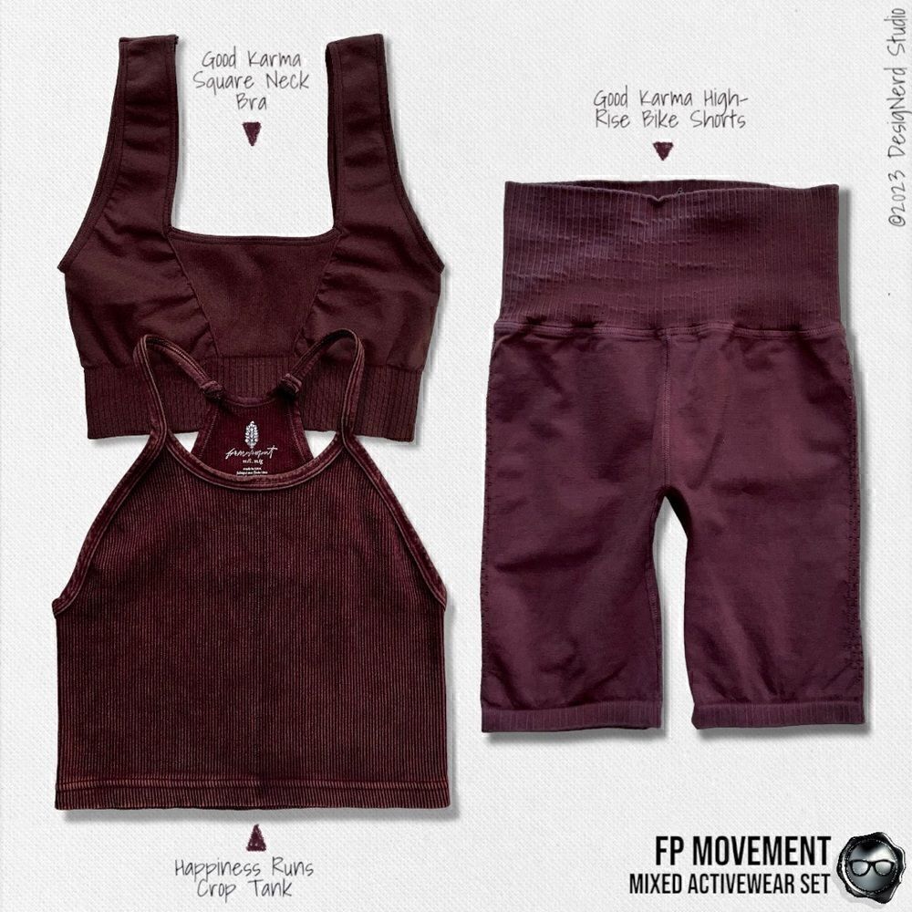 FP MOVEMENT SET: GOOD KARMA SQUARE NECK BRA + BIKE SHORTS + HAPPINESS RUNS CROP - Picture 2 of 16
